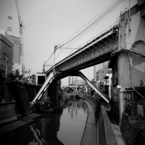 Tokyo River Train Crossing